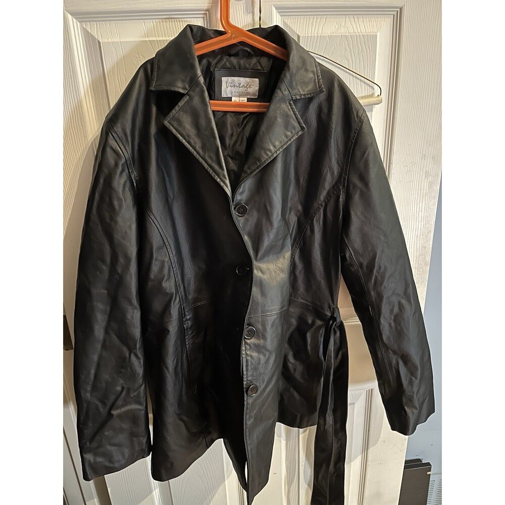 Vintage Leather Jacket Mens Size XL Black